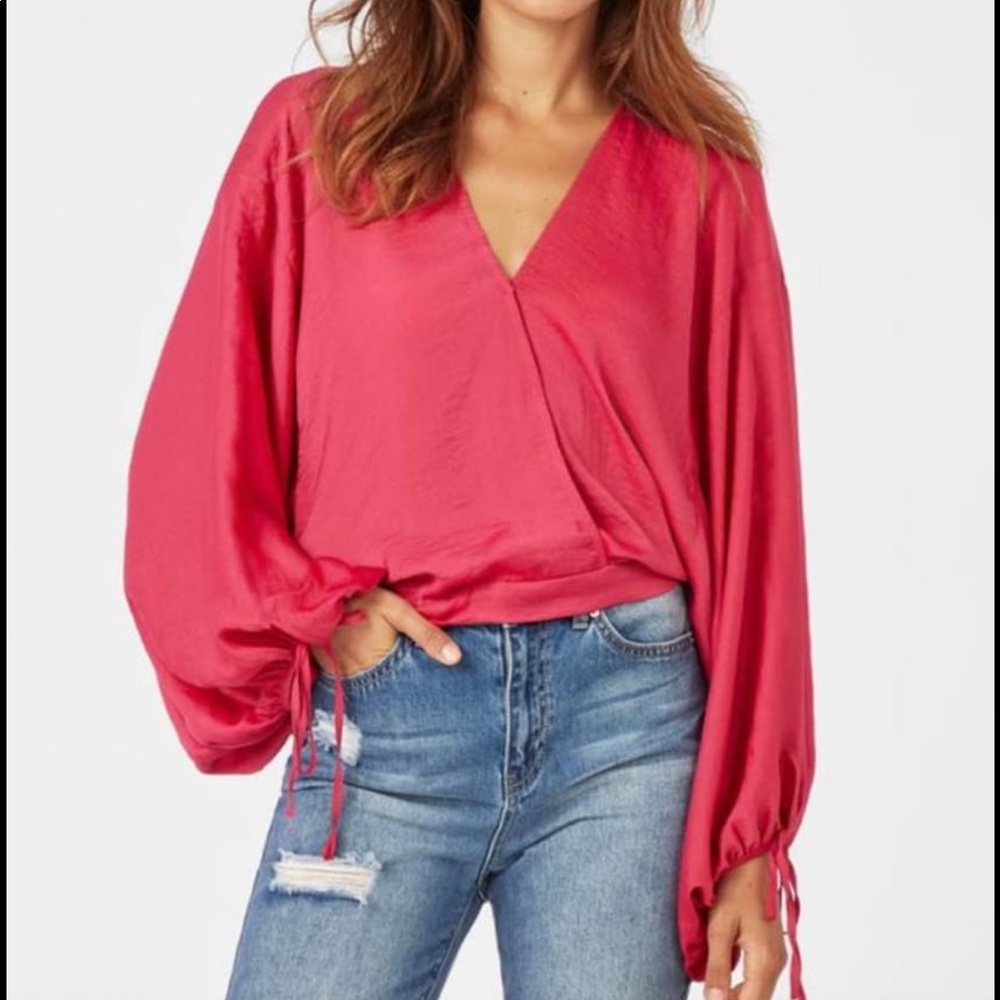 Silky Drape Sleeve Blouse